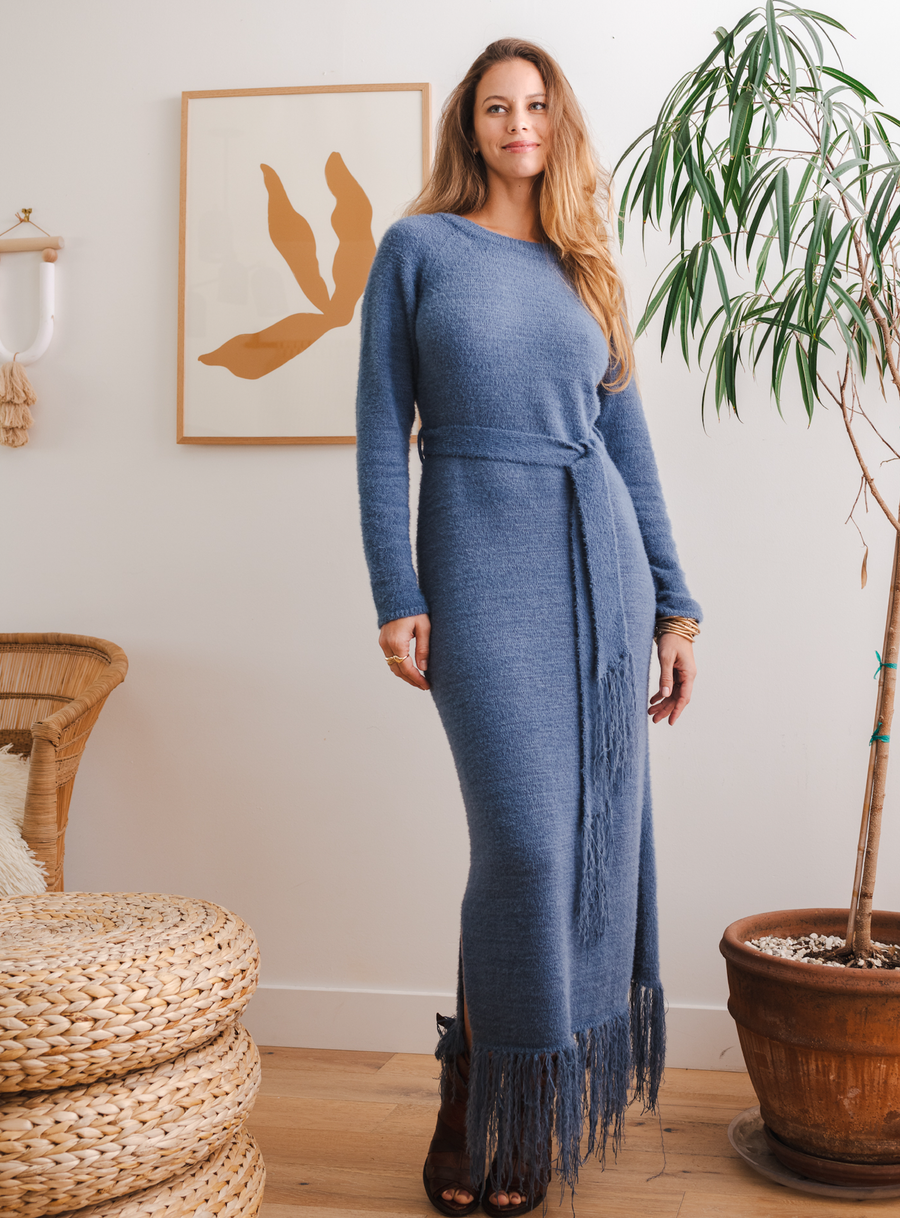 Coeur Sports - Shibori Blue Gypsy Fringe Dress | Size: Large Coeur Sports - Shibori Blue Gypsy Fringe Dress | Size: Large