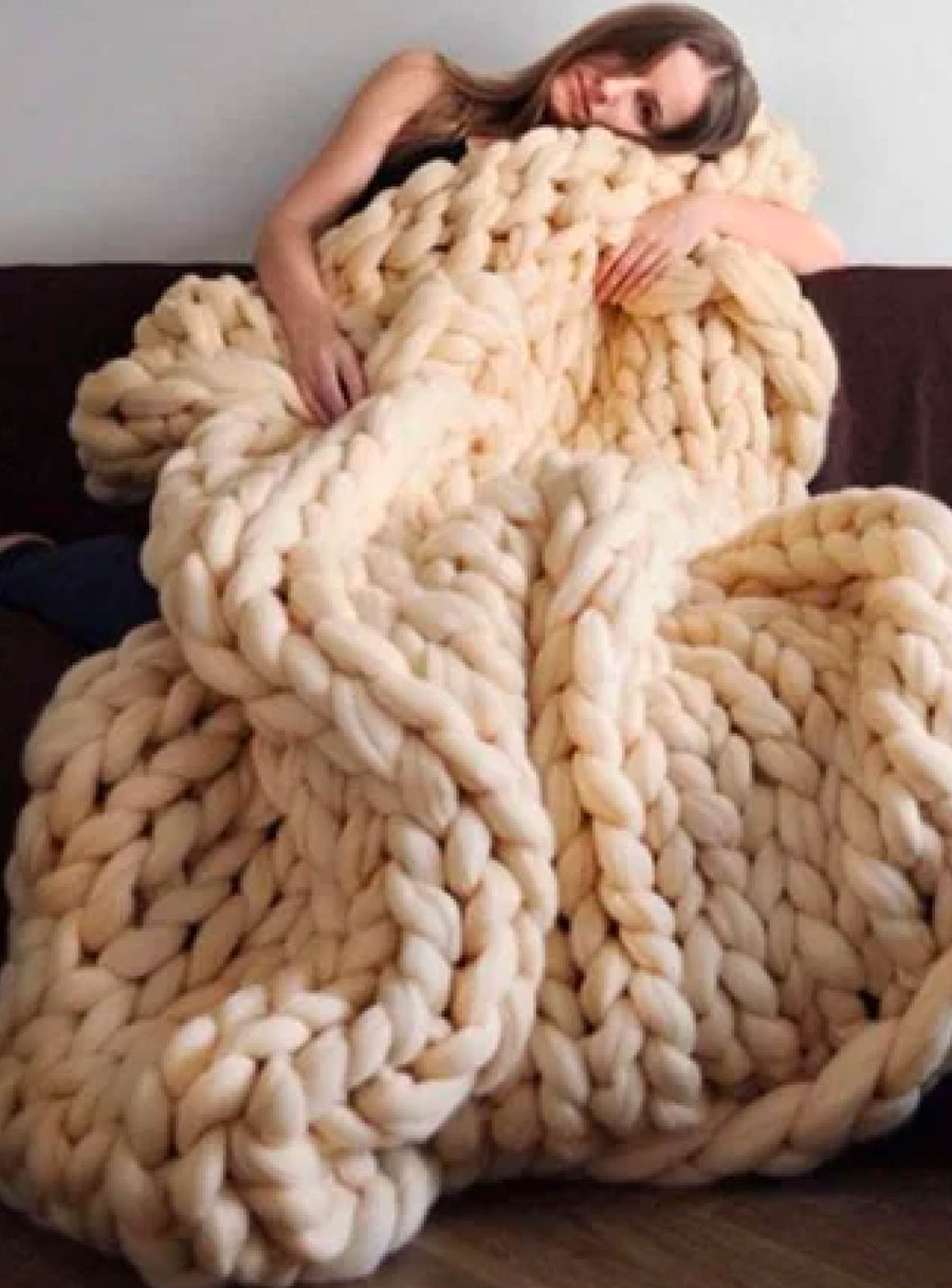 Cream Chunky Knit Blanket