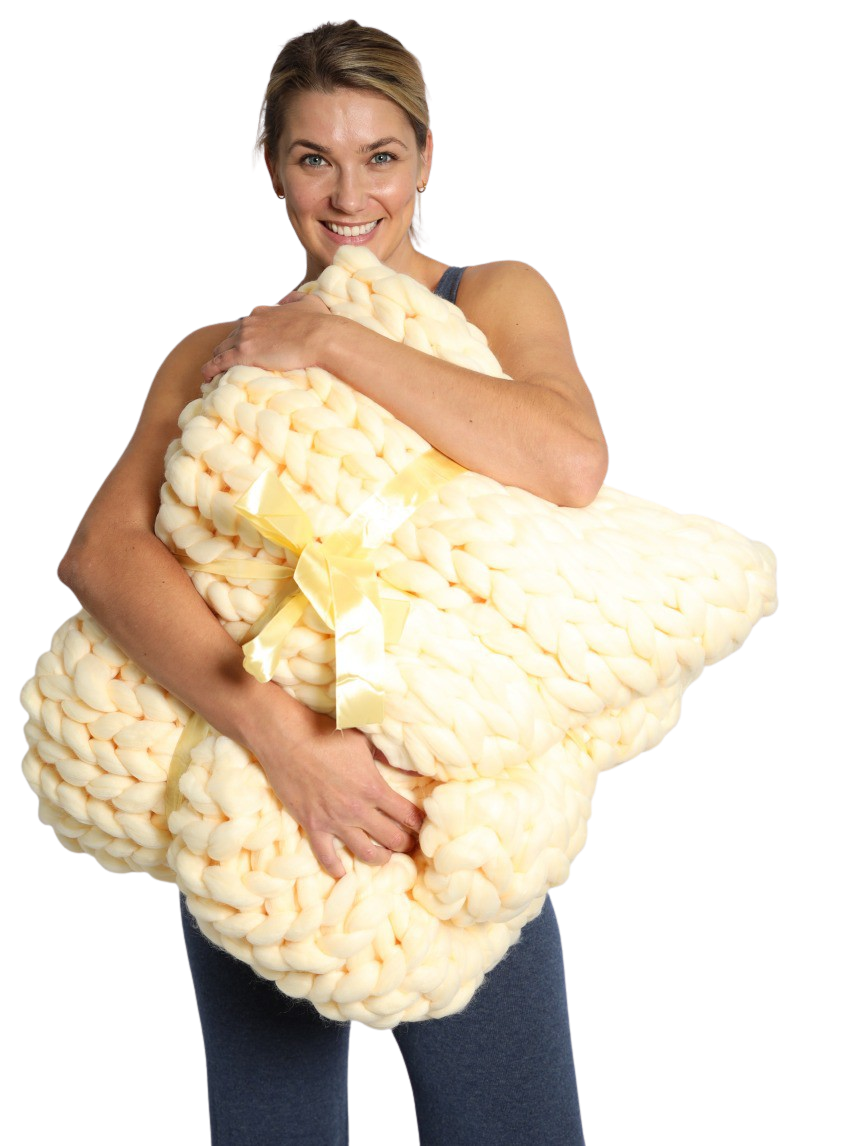Cream Chunky Knit Blanket