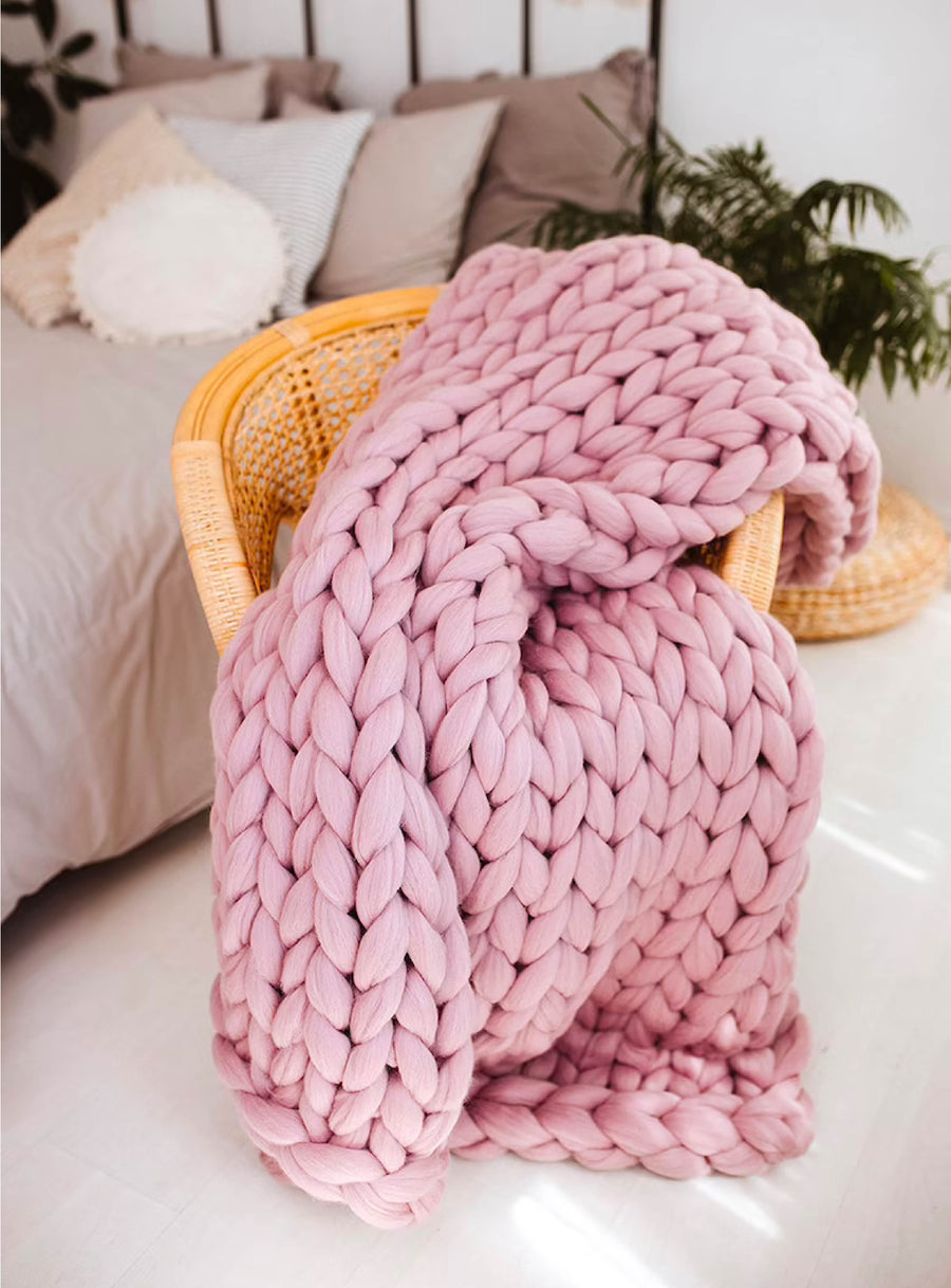 Rosewater Chunky Knit Blanket